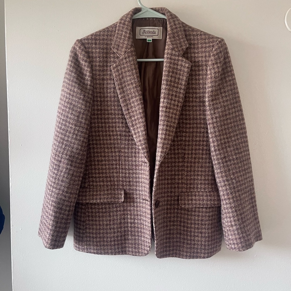 Elegant Women's Brown Houndstooth Blazer